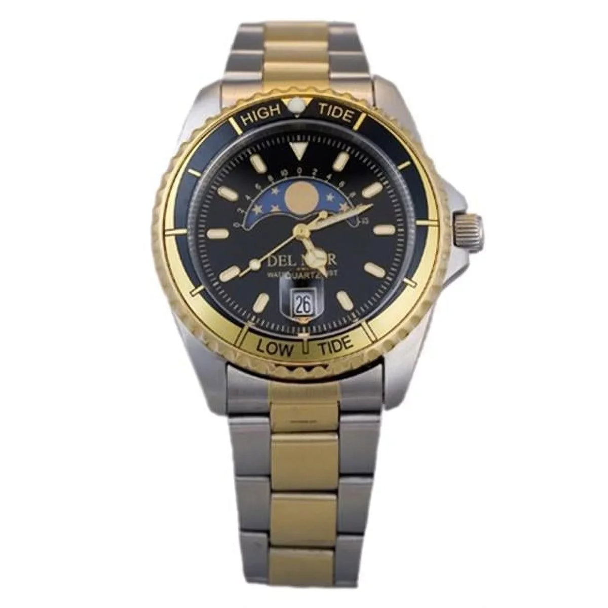 50207 Mens Nautical Analog Tide Watch Two Tone with ebony Dial