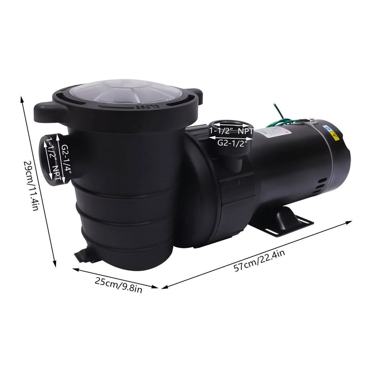 1.5HP 92GPM Above Ground SPA Swimming Pool Pump w/Strainer Filter 3450rpm 1100 W