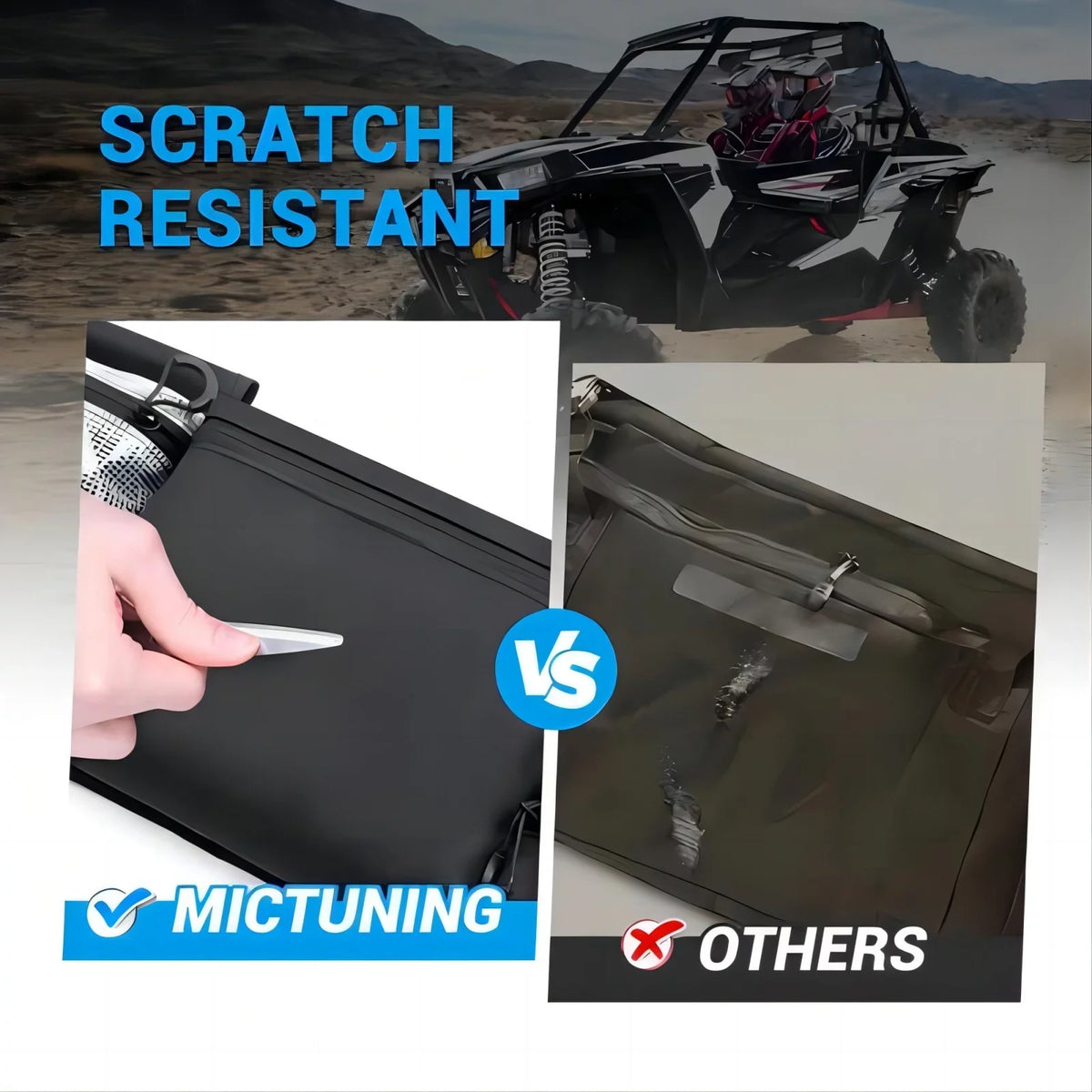 MICTUNING UTV Roll Cage Organizer, Cargo Rear Storage Bag Gear Tool Bag with Multiple Pockets Compatible