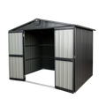 Capri 8.2'x 6.2' Outdoor Storage Shed, Metal Garden Shed for Bike, Trash Can, Galvanized Steel Outdoor Storage Cabinet with Lockable Door for Backyard, Patio, Lawn, dark