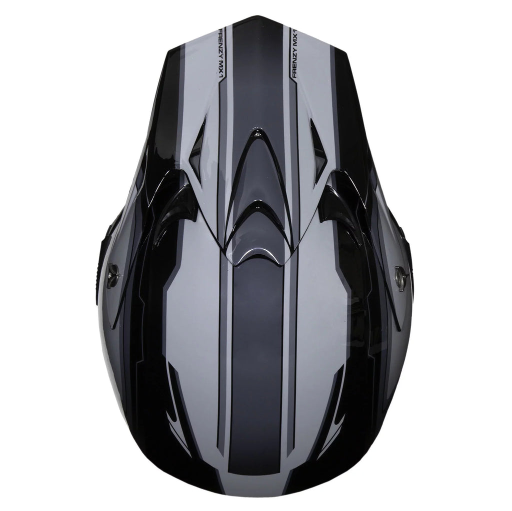 FRENZY Adult MX Helmet, DOT Approved, dark-Grey, XL