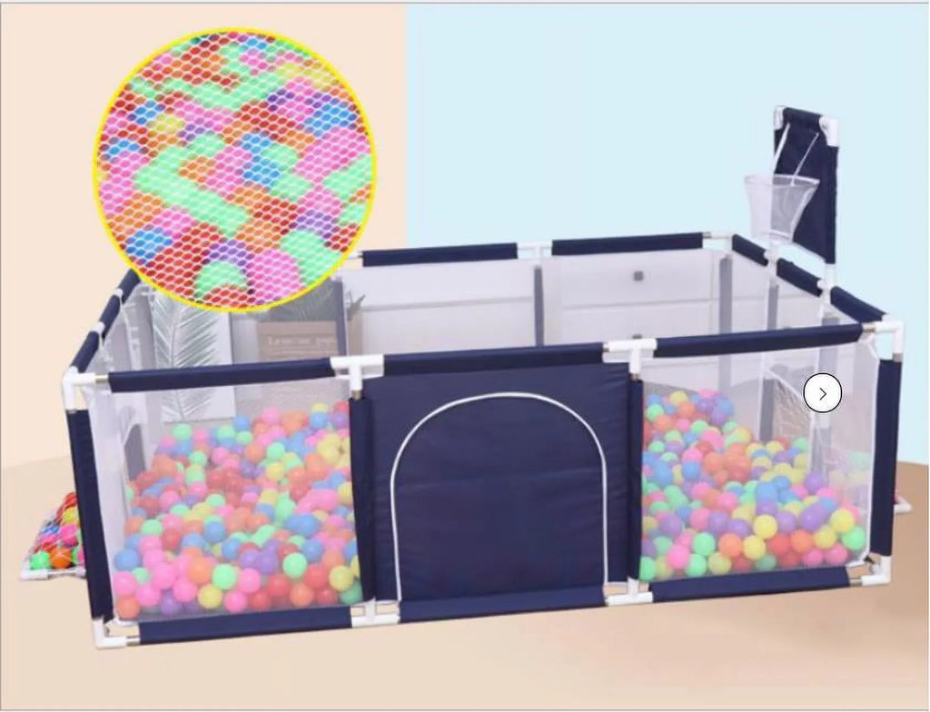 91 1 inch Large Kid Baby Playpen Playard With Basketball Hoop,Folding Breathable Mesh Infant Children Play Game Fence for Indoors Outdoors Home