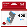 LinkDocs Compatible PFI120 PFI-120 Cyan Ink Cartridges (130ml) Replacement for  PFI120 PFI-120 PFI-120C Work for  ImagePROGRAF IPF TM-200 TM-205 TM-300 TM-305 and GP-200 GP-300 Printer