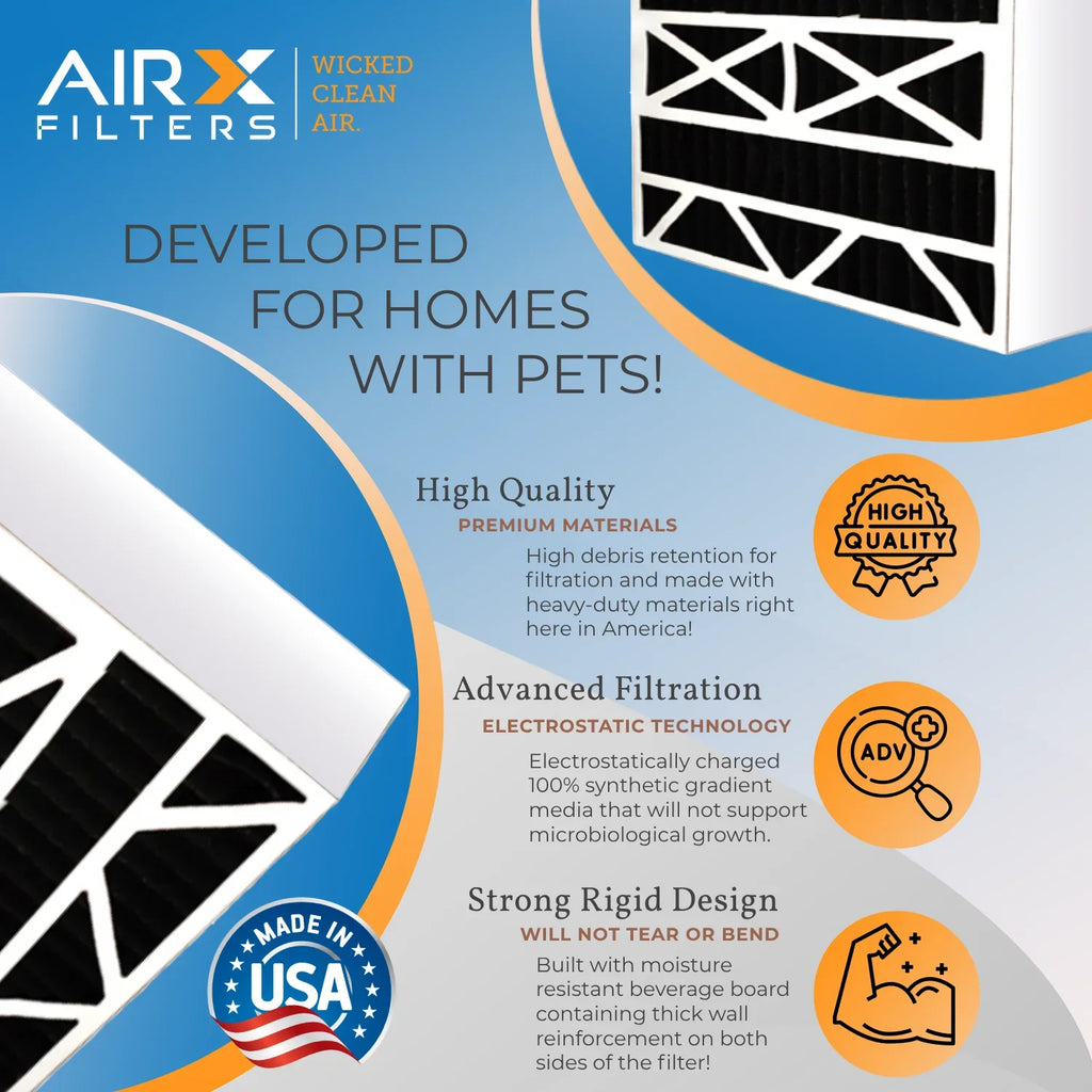 20x25x5 Air Filter Odor Eliminator Carbon Filter MERV 8 Comparable to MPR 700 & FPR 5 Compatible with Bryant Carrier FILXXCAR0020 2 Pack by AIRX FILTERS WICKED CLEAN AIR.