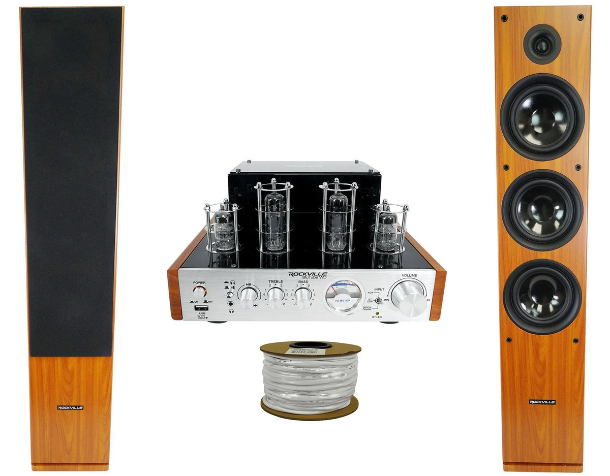 Rockville BluTube WD Bluetooth pipe Amplifier/Home Receiver + (2) Tower Speakers
