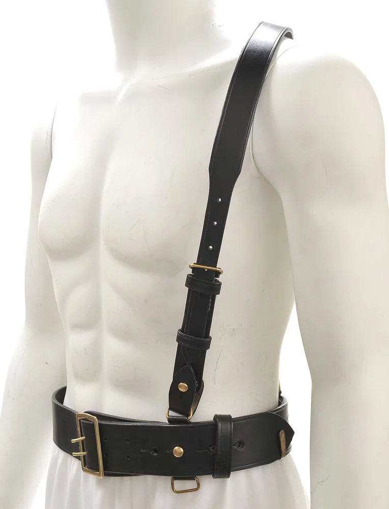 Sam Browne Belt with Shoulder Strap dark Leather WW1 will fit 42"- 45"