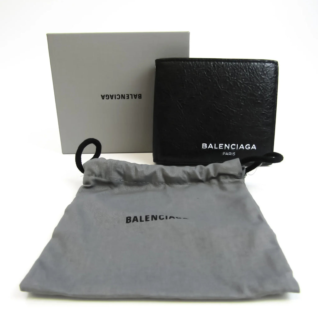 Pre-Owned Balenciaga 504934 Unisex Leather Wallet (bi-fold) charcoal (Good)