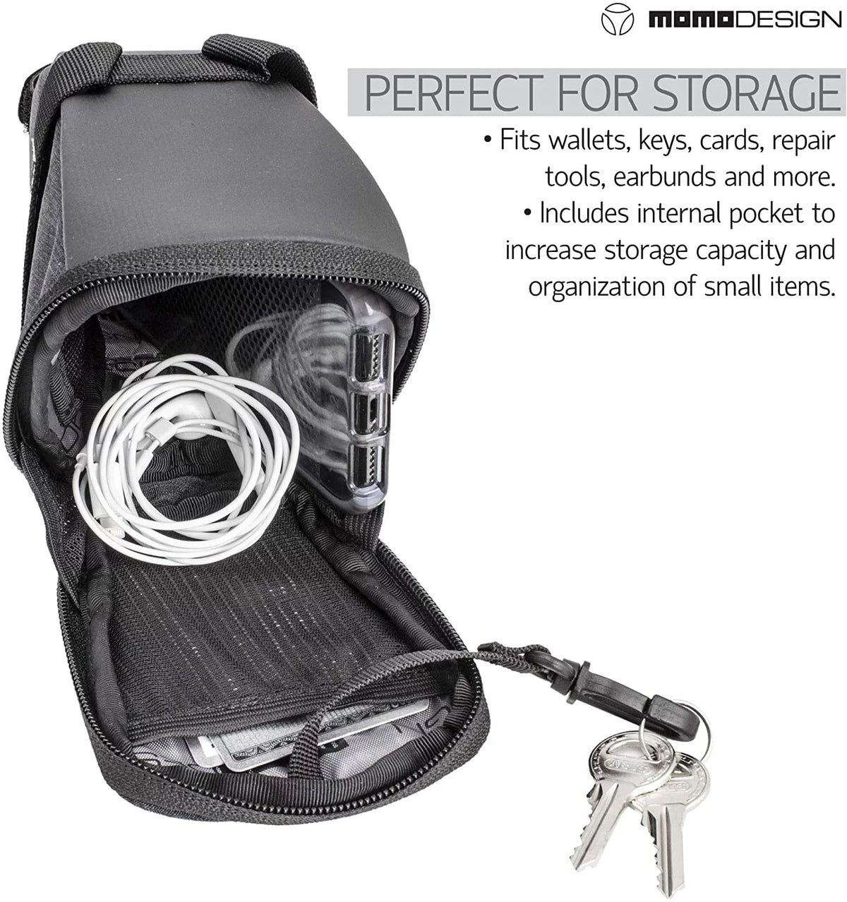 MOMODESIGN Bike  Saddle Bag  Weather Safe  Perfect for Storage  Led Tail Light & Reflective Design  Capacity of 1.2 L