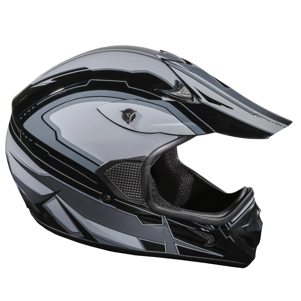 FRENZY Adult MX Helmet, DOT Approved, dark-Grey, XL