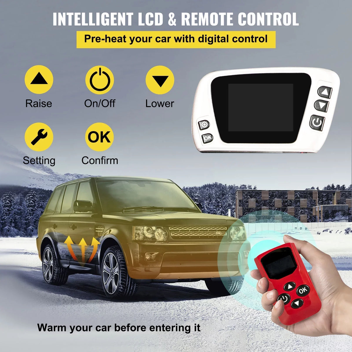 VEVORbrand Diesel Air Heater All in One 12V 8KW, Diesel Parking with LCD Switch, Silencer, Wireless Control and One Air Outlet for Car, Bus, Truck, Boat Trailer Motorhomes Engineering Vehicles