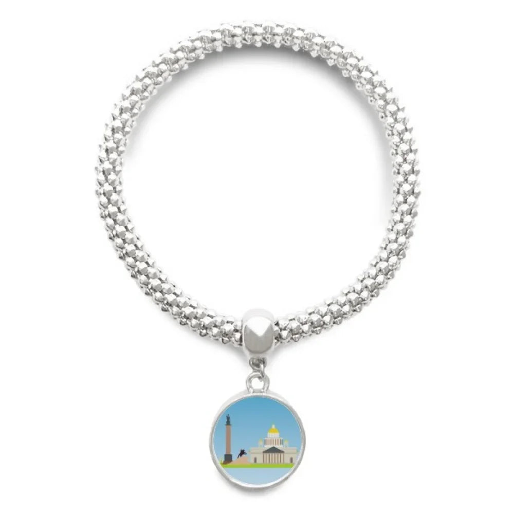 Petersburg Russia National Symbol Sliver Bracelet Pendant Jewelry Chain Adjustable Bangle. St