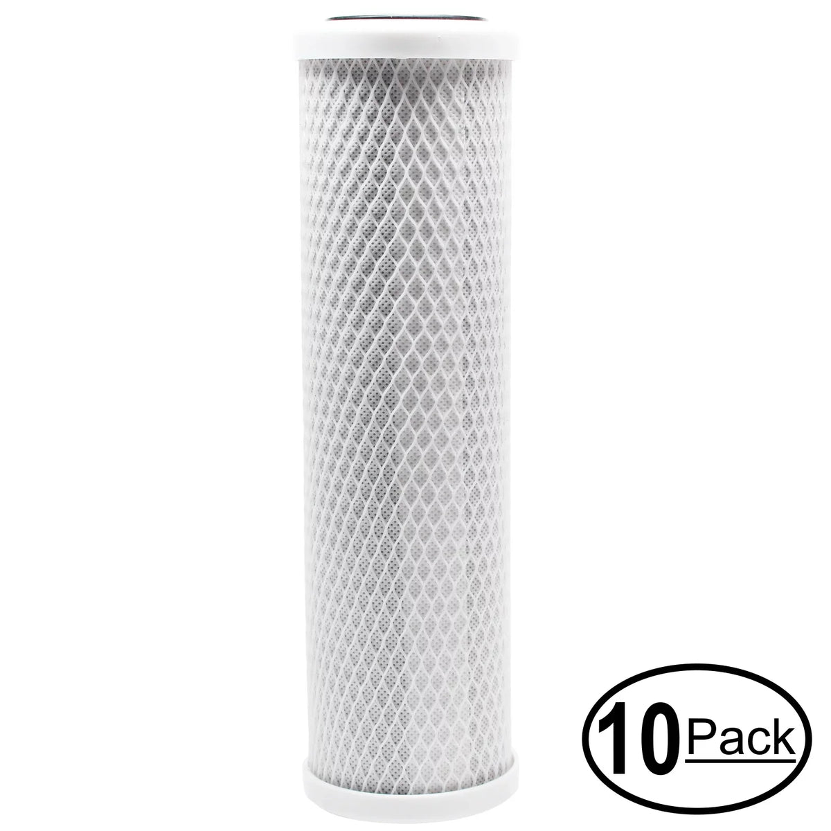 10-Pack Replacement for Crystal Quest CQE-CT-00162 Activated Carbon Block Filter - Universal 10 25mm Filter for CRYSTAL QUEST Mega Triple Water Filter system - Denali Pure Brand