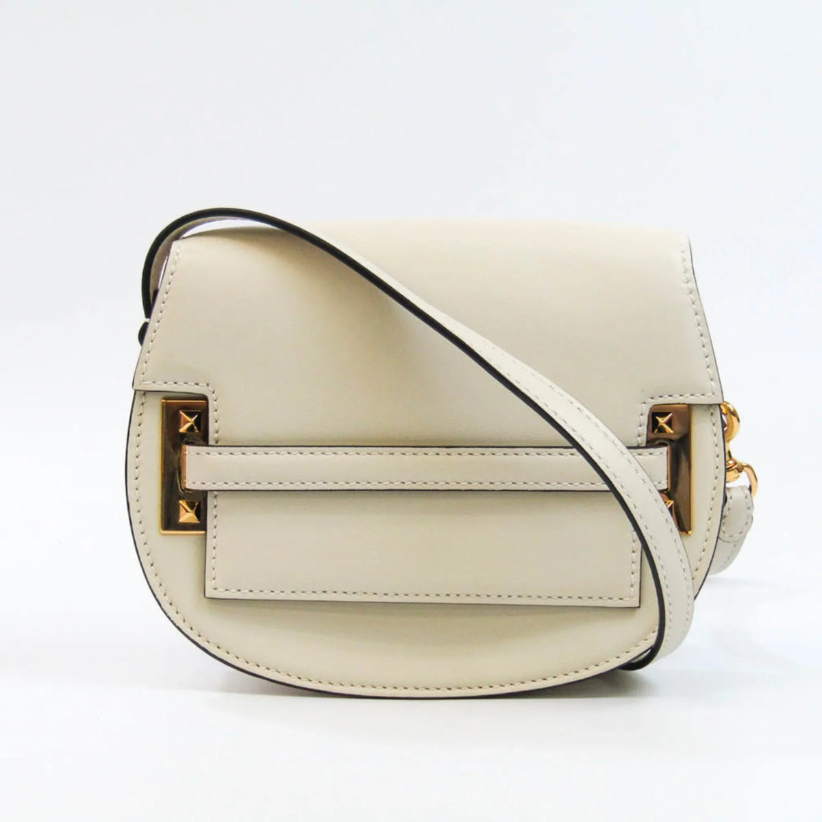 Pre-Owned Valentino Garavani Women,Men Leather Shoulder Bag Light Beige (Good)