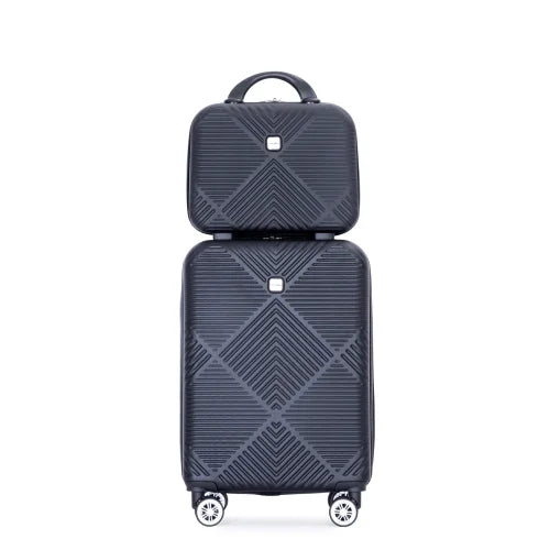 Zateety 2Piece Luggage Sets ABS Lightweight Suitcase , Spinner Wheels, ebony