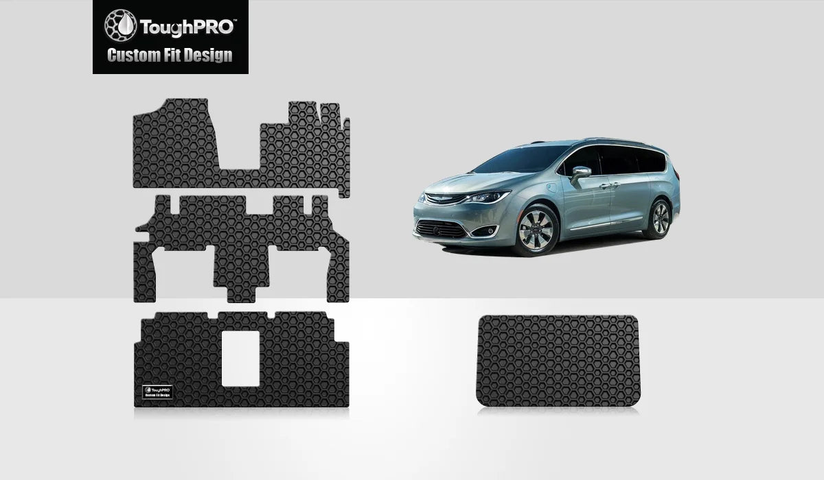 ToughPRO - Full Set with Cargo Mats Compatible with DODGE Grand Caravan - All Weather Heavy Duty (Made in USA) - ebony Rubber - 2014