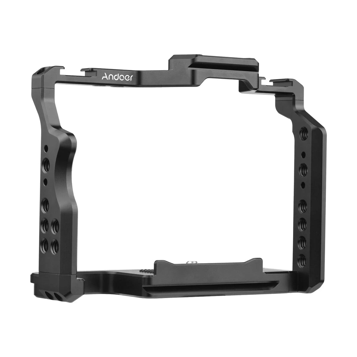 Andoer Cage Aluminum Alloy Video Cage with Dual Cold Shoe Mounts Numerous 14 25mm Threads Replacement for  A7IV/ A7III/ A7II/ A7R III/ A7R II/ A7S II