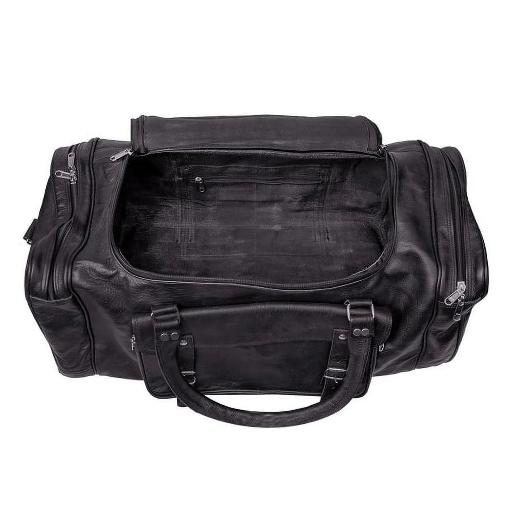 MaheTri 30" dark Leather Travel Duffel Weekender Bag Carry-on Overnight Bag Sports Duffel bag For men and Women