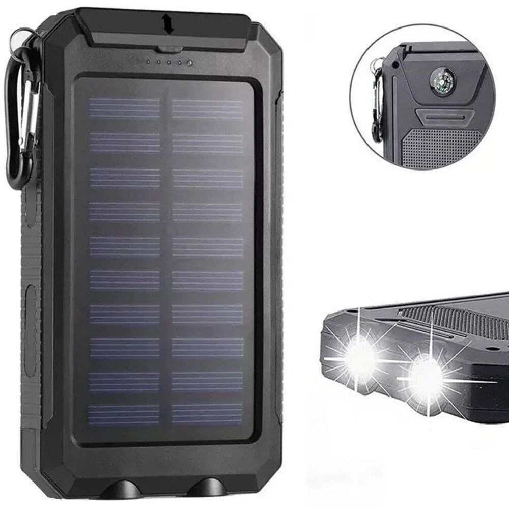 Super 90000000mAh USB Portable Charger Solar Power Bank For Cell Phone dark US