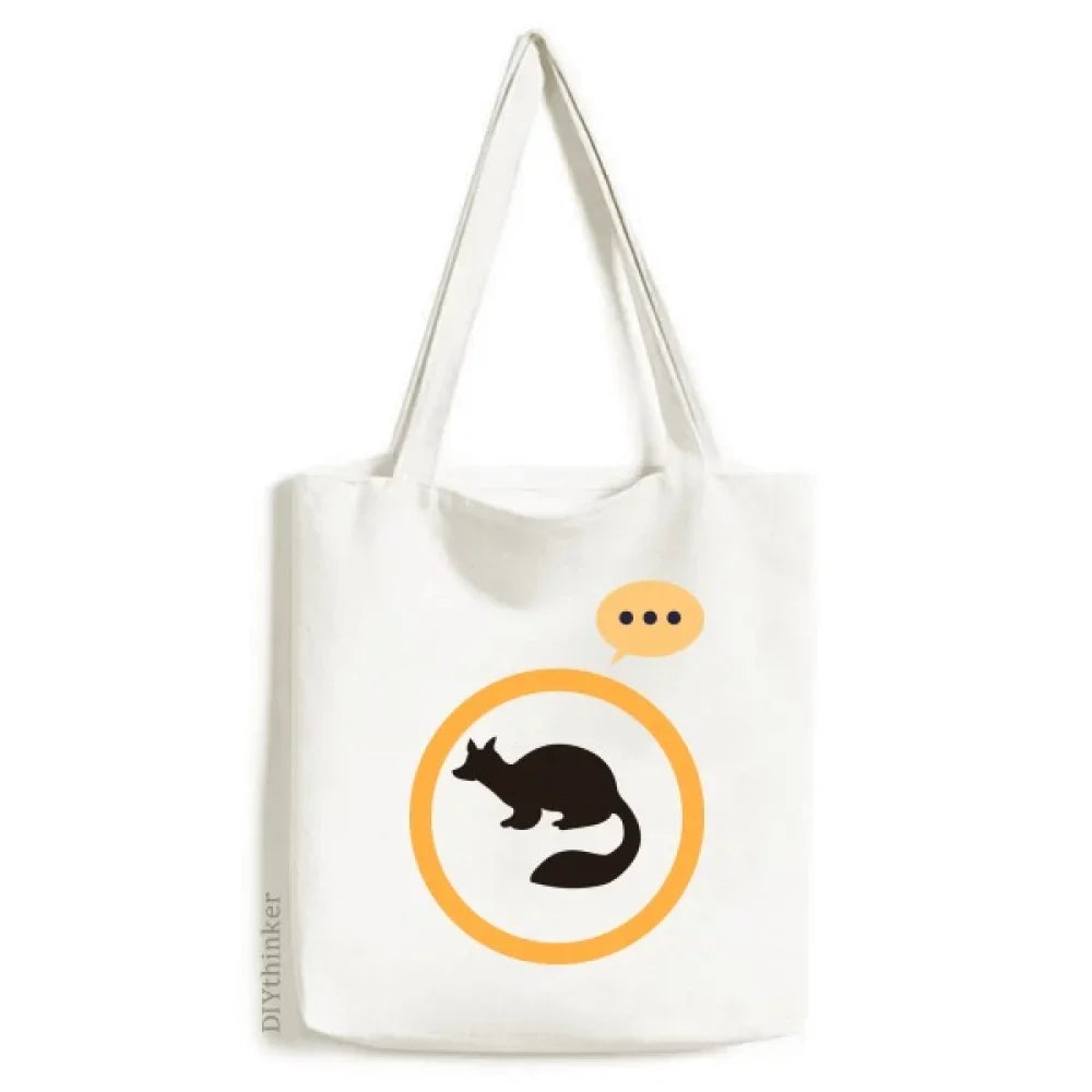 ebony Marten Animal Portrayal Expression Sack Canvas Tote Shoulder Bag
