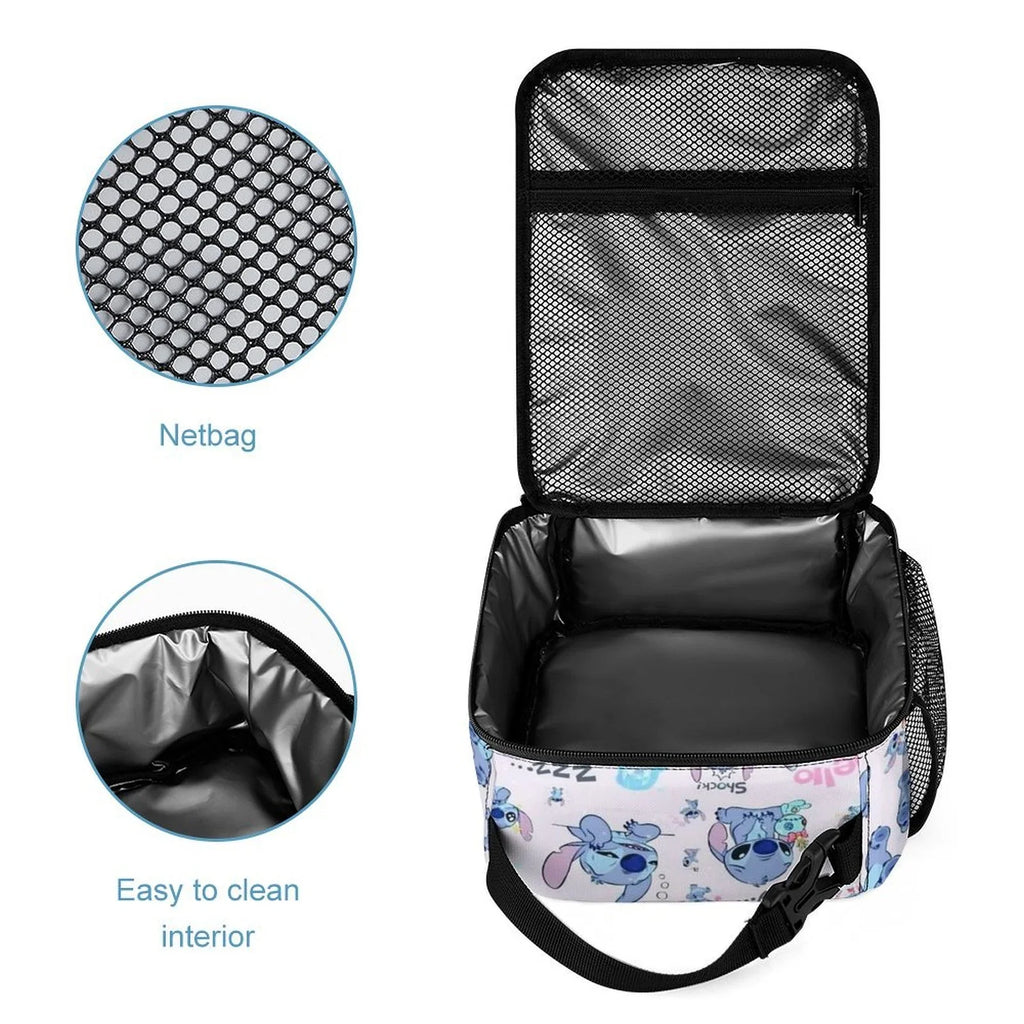 Lilo Stitch Portable Lunch Bag Tote Bento Bag School Office Insulated Cooler Thermal Handbag For Adult Boys Girls Kids