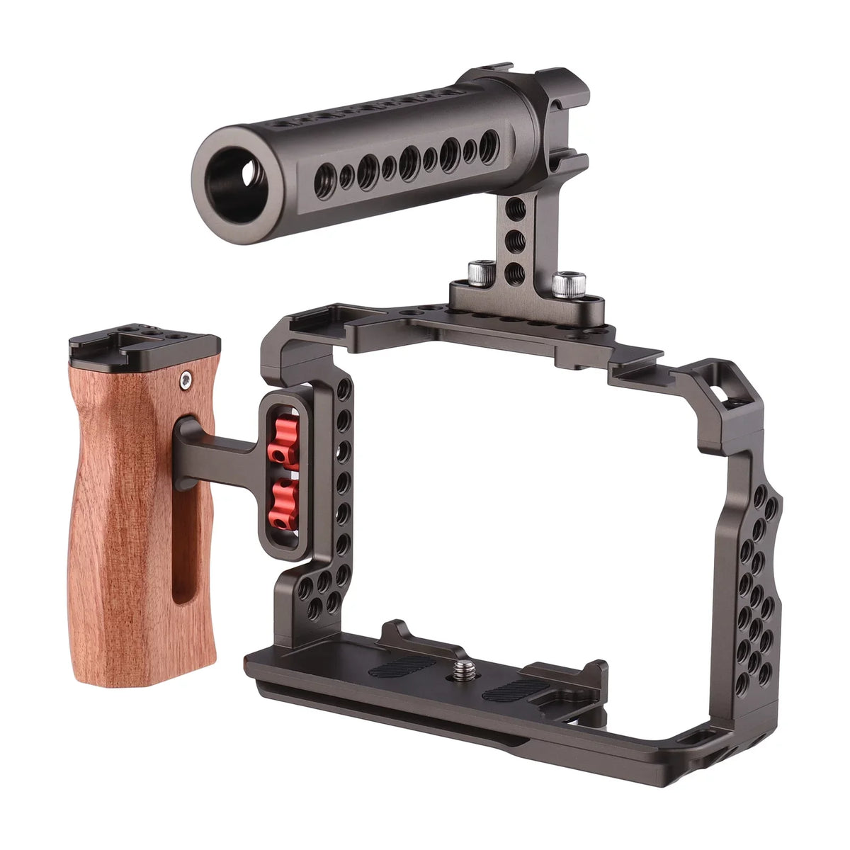 7299 Aluminum Alloy Cage Kit with Video Rig Handle Wooden Grip Replacement for  A7R III/ A7 II/ A7III