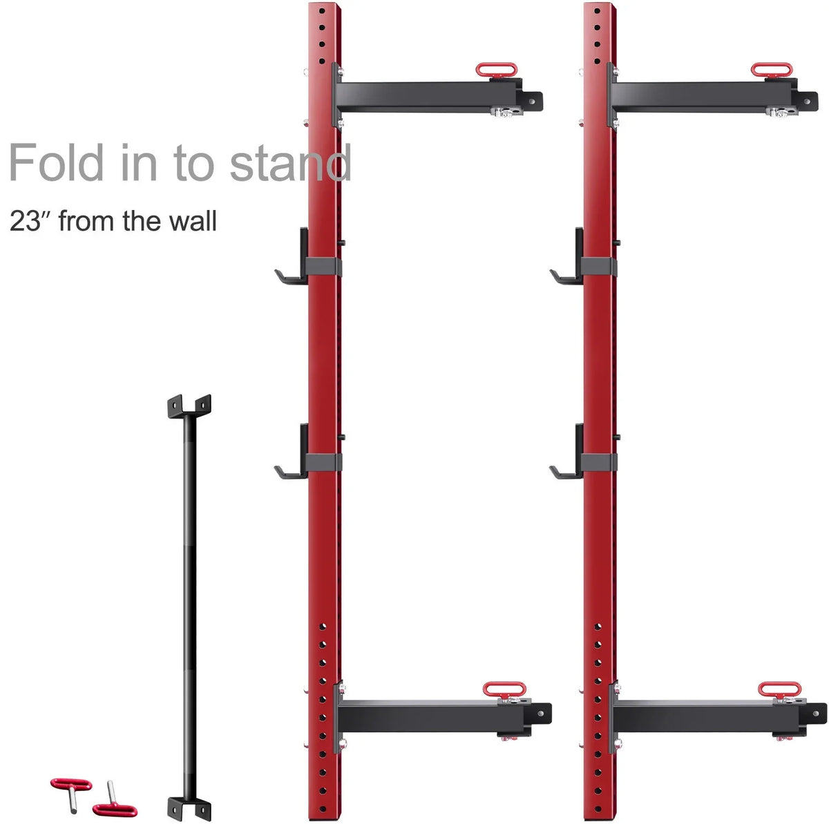 Wall Mounted Folding Squat Rack with Pull Up Bar - Space-Saving Fitness Solution