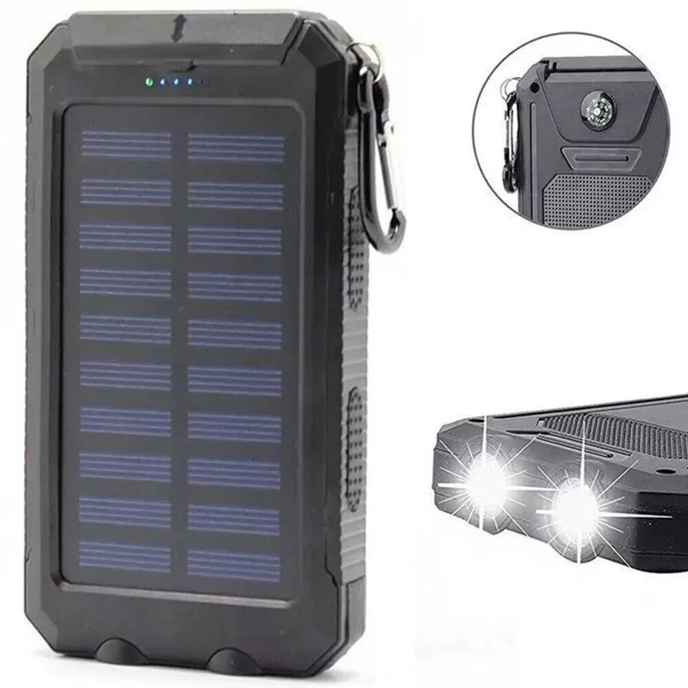 Super 90000000mAh USB Portable Charger Solar Power Bank For Cell Phone dark US