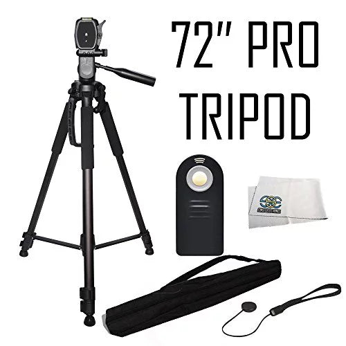 Professional 72-inch Tripod 3-way Panhead Tilt Motion with Built In Bubble Leveling + Wireless IR Remote Control Shutter Release + Cap Keeper &amp; Cleaning Cloth for the  Alpha Series A7, A7r, a7