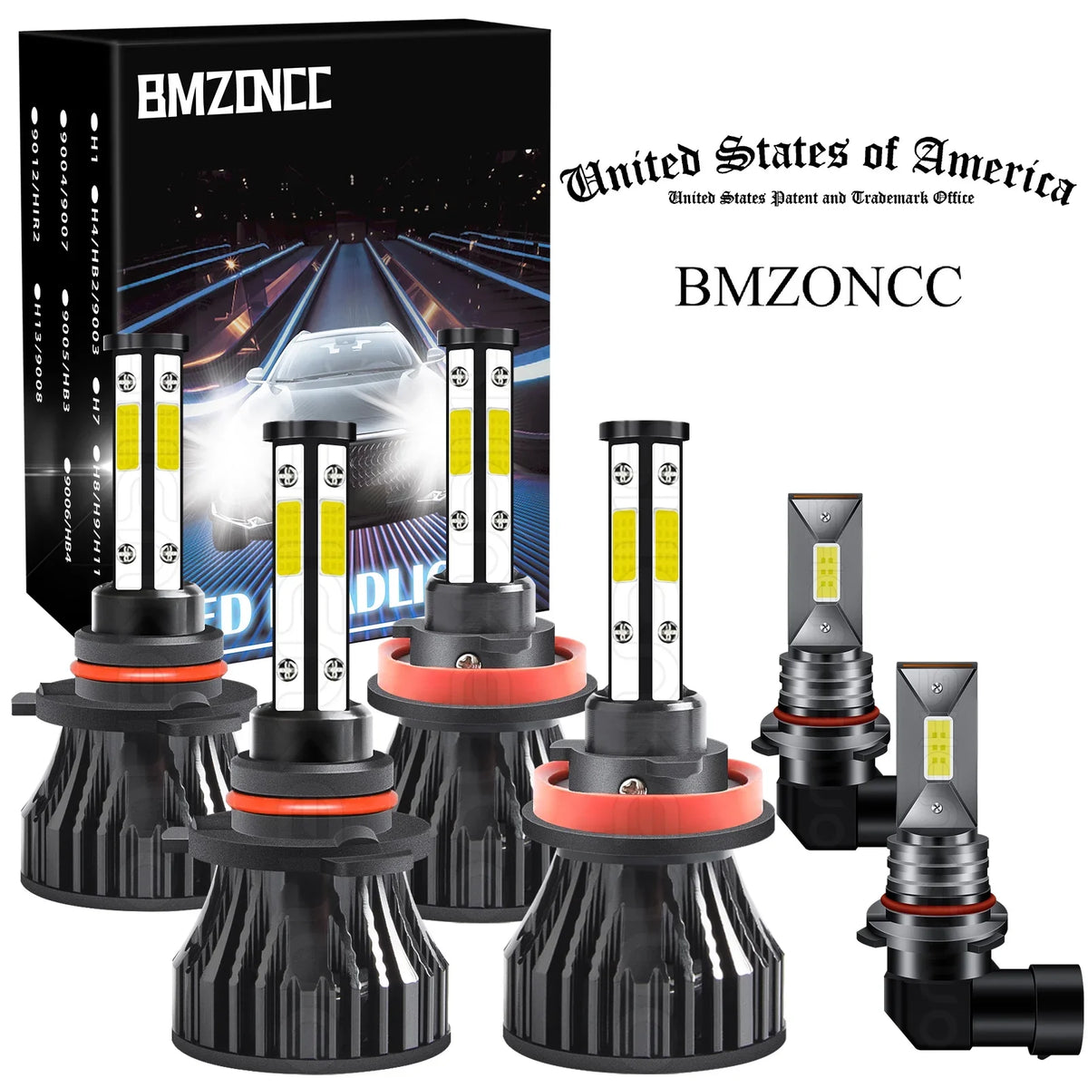 BMZONCC For  F-150 2015 2016 2018 2019 2020 Front LED Headlight High/Low Beam+Fog Light Bulbs 6000k