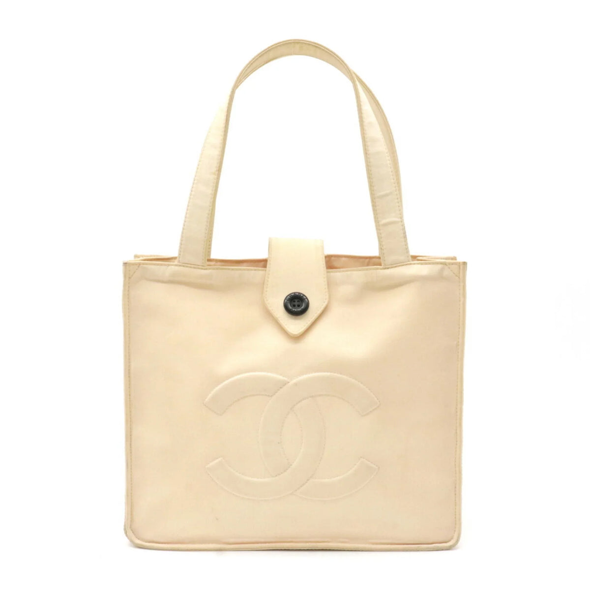 Pre-Owned CHANEL Chanel here mark handbag tote bag nylon light pink beige (Good)