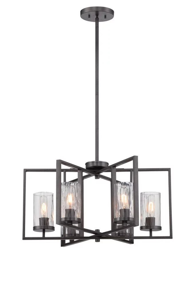 Designers Fountain 86586-CHA Elements - Six Light Chandelier   Charcoal Finish with Rain Glass