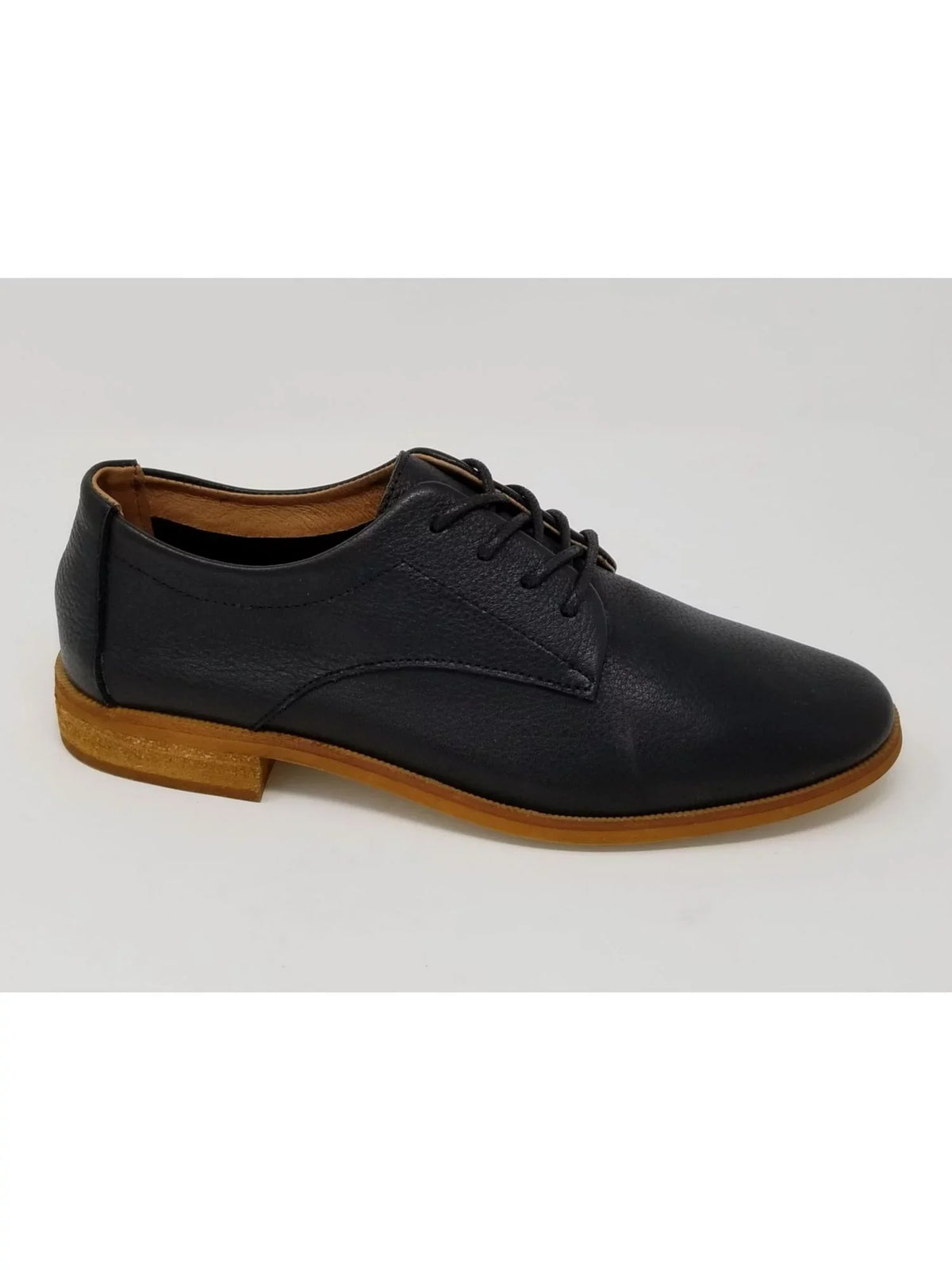 N.Y.L.A PREMIUM Womens dark Comfort Westwood Round Toe Stacked Heel Lace-Up Leather Oxford Shoes 6