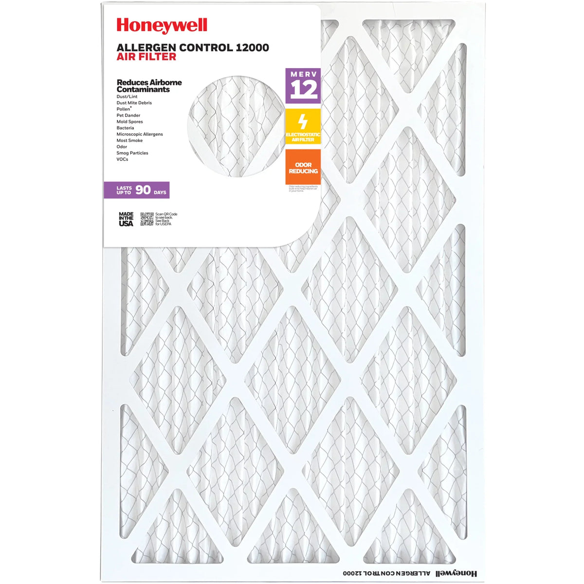 Honeywell 20x25x1 MERV 12 Pleated HVAC Furnace Air Filter- 12 Pack