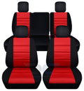 T259-Designcovers Fits 2011-2012 Jeep Wrangler JK 4-Door Cotton Seat Covers:ebony and Red - Front & Rear Split Bench
