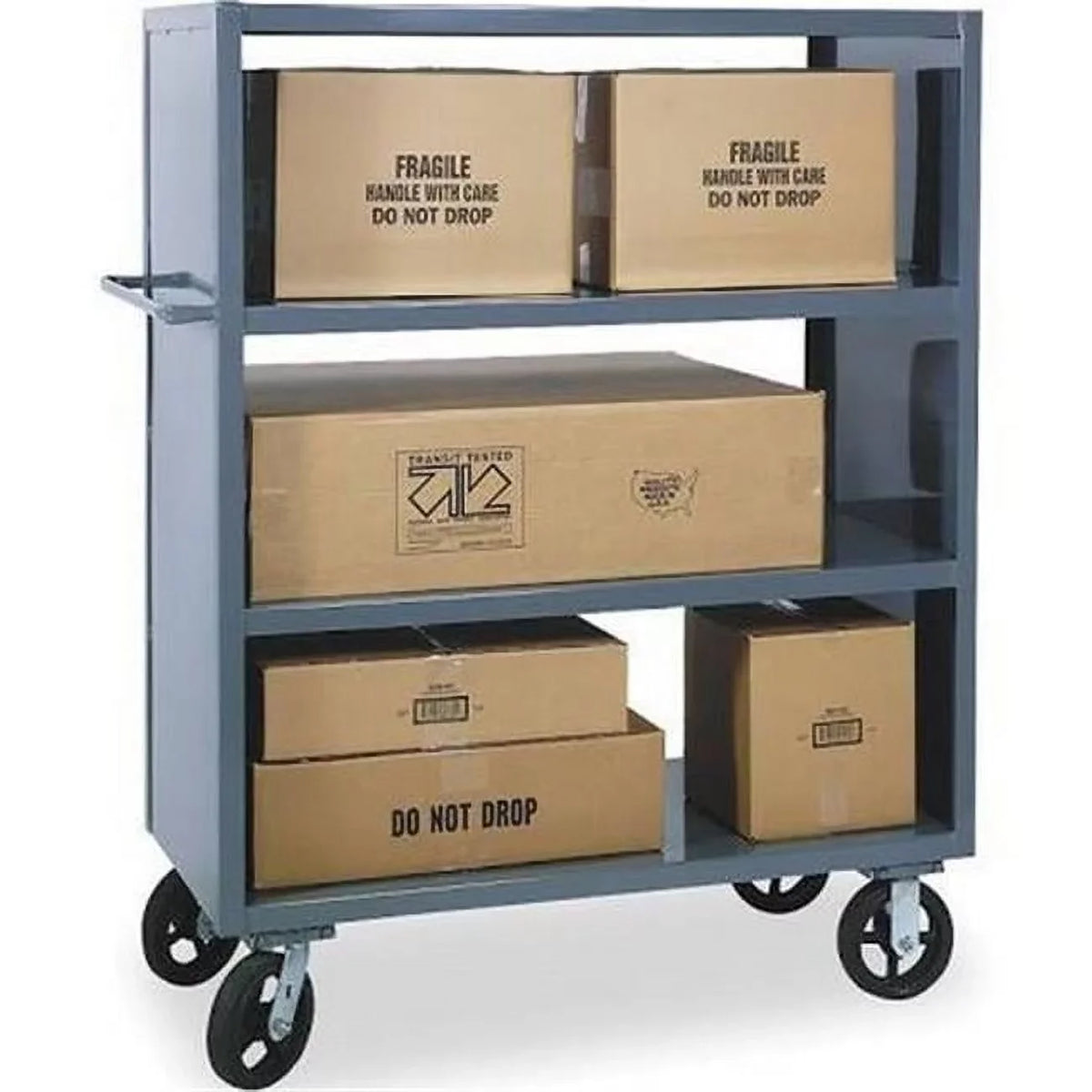Durham 2SPT304822K95 14 Gauge 2 Sided Package Heavy Duty Truck with 2 Shelves  Gray  48 in.
