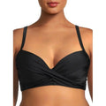 Nicole Miller charcoal Twist Front Bikini Top + Hi Waist Shirred Bottom 2Pc XL
