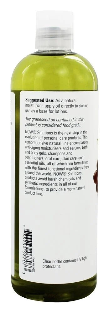 NOW Foods Grapeseed Oil, 16 oz Odorless Natural Moisturizer for Skin and Hair - 2 Pack