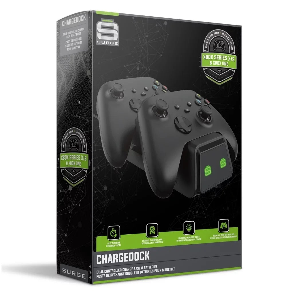 Xbox Series S 512GB Digital Console with Extra Wireless Controller - Pulse Red - Surge 12 Piece Accessory Kit and CHARGEDOCK Dual Charge Base with Microfiber Cleaning Cloth