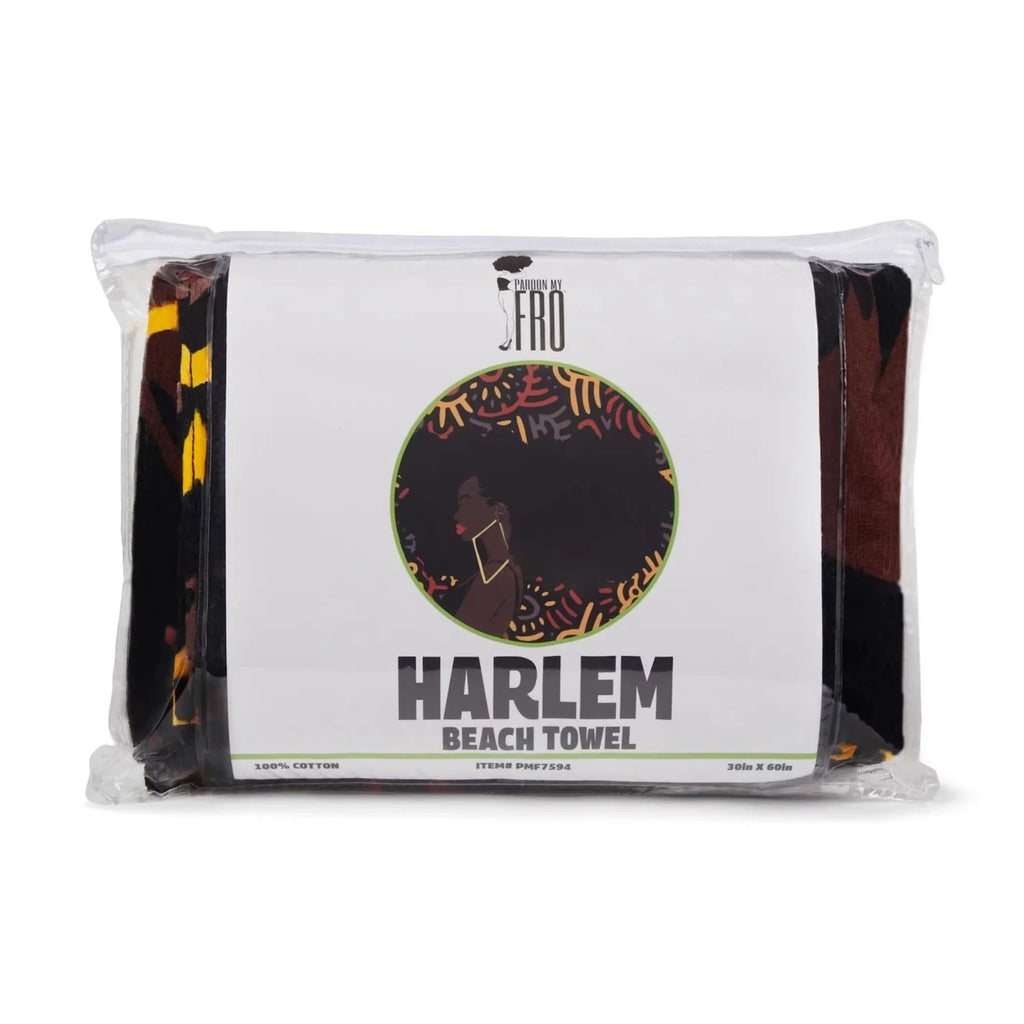 Pardon My Fro Harlem ebony Large Plush Cotton Beach Towel for Women 30" x 60", 1 Piece