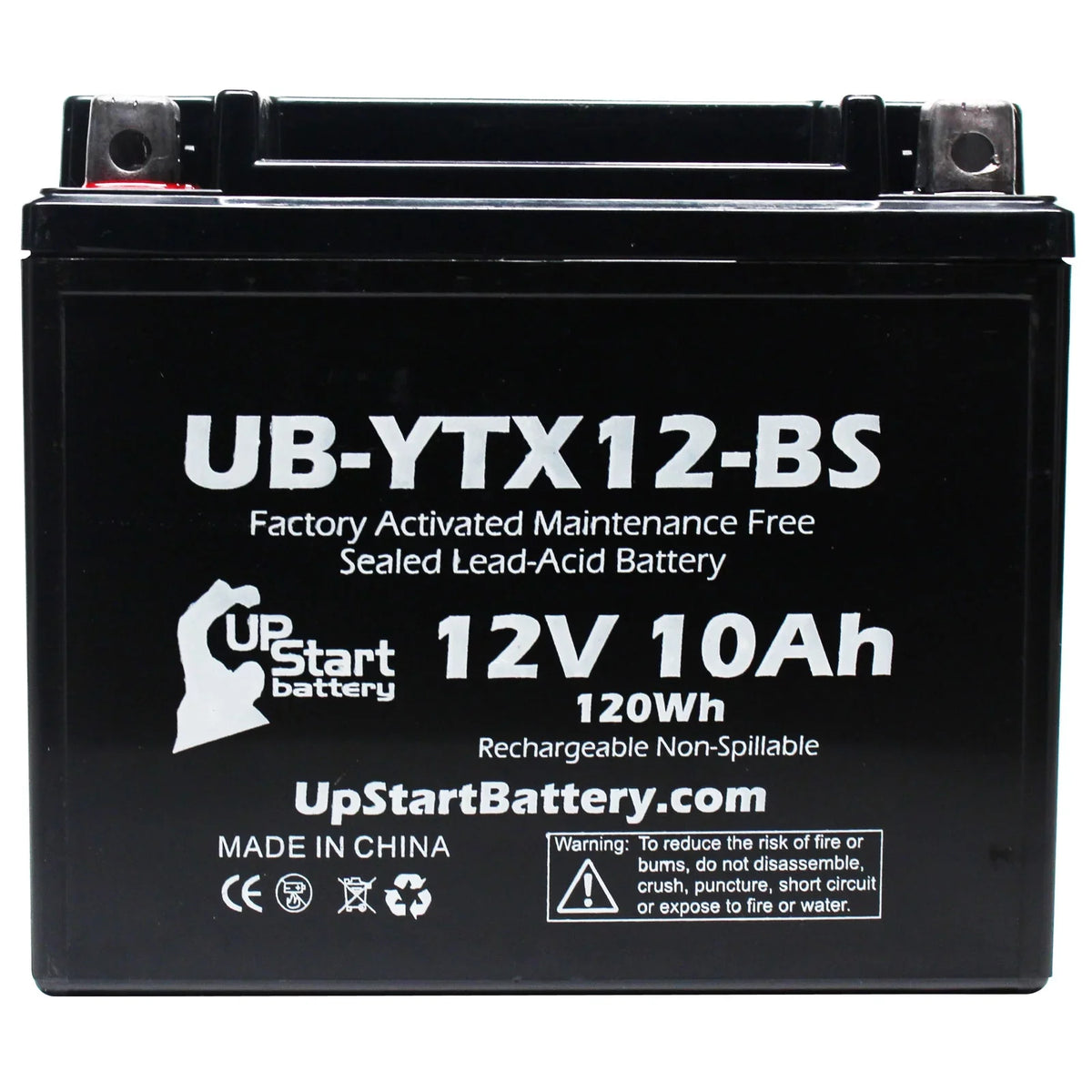 2-Pack UpStart Battery Replacement 2009 Honda TRX250 TE, TM, FourTrax Recon 250 CC Factory Activated, Maintenance Free, ATV Battery - 12V, 10Ah, UB-YTX12-BS