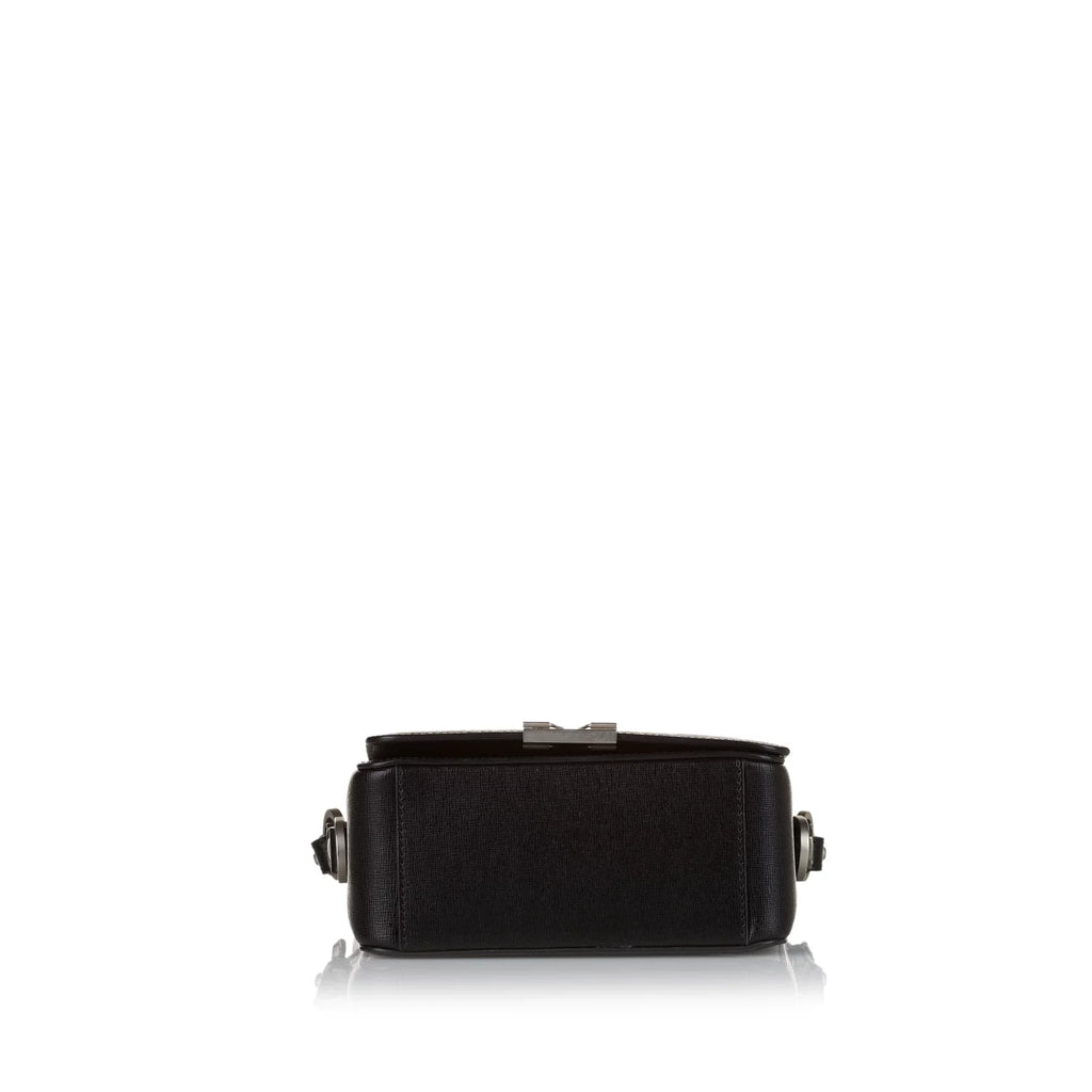 Pre-Owned Authenticated Off-White Binder Clip Crossbody Bag Calf Leather charcoal Unisex (Good)
