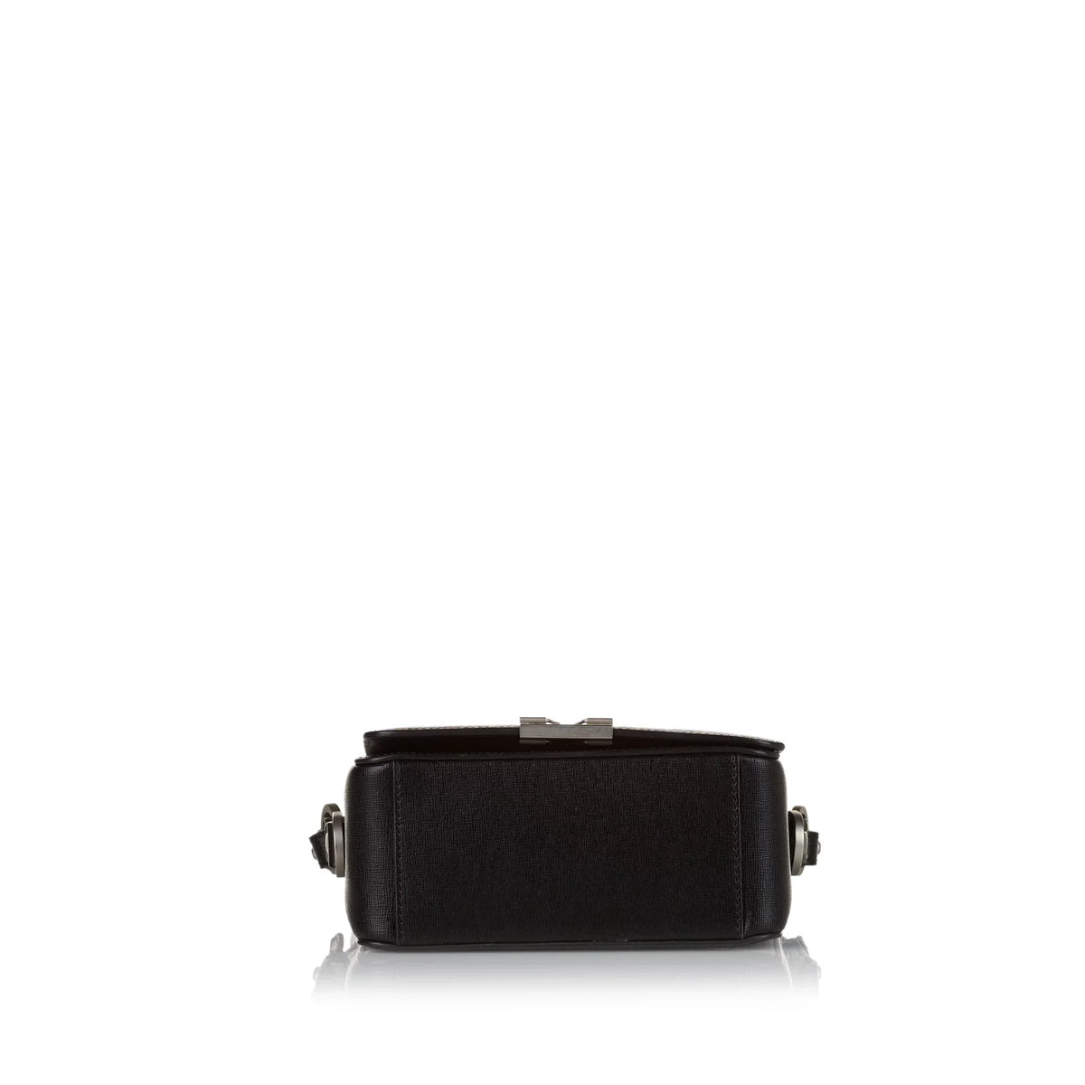 Pre-Owned Authenticated Off-White Binder Clip Crossbody Bag Calf Leather charcoal Unisex (Good)