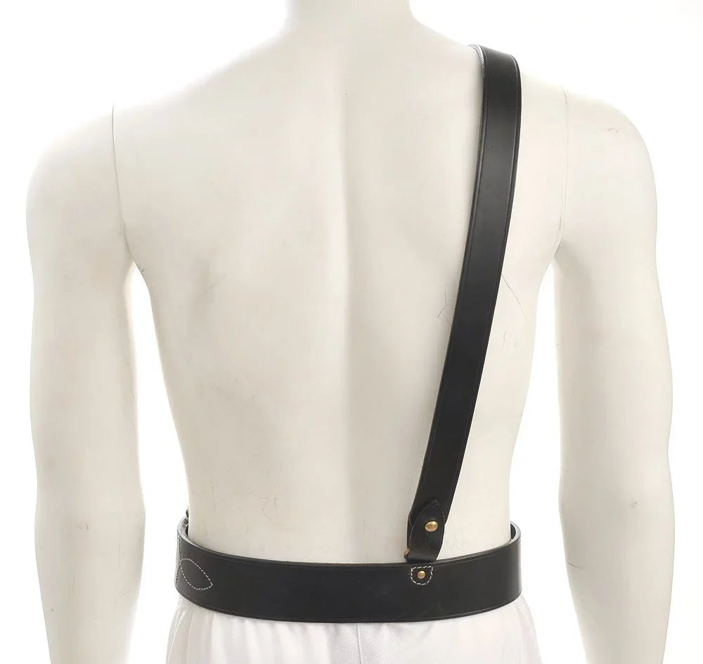 Sam Browne Belt with Shoulder Strap dark Leather WW1 will fit 42"- 45"