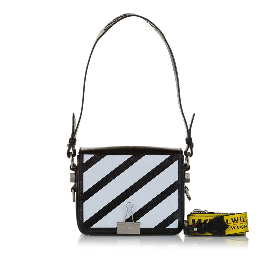 Pre-Owned Authenticated Off-White Binder Clip Crossbody Bag Calf Leather charcoal Unisex (Good)