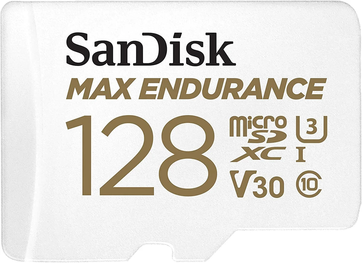 128GB MAX Endurance roSDXC with Adapter for Home Security Cameras and Dash cams - C10, U3, V30, 4K UHD,