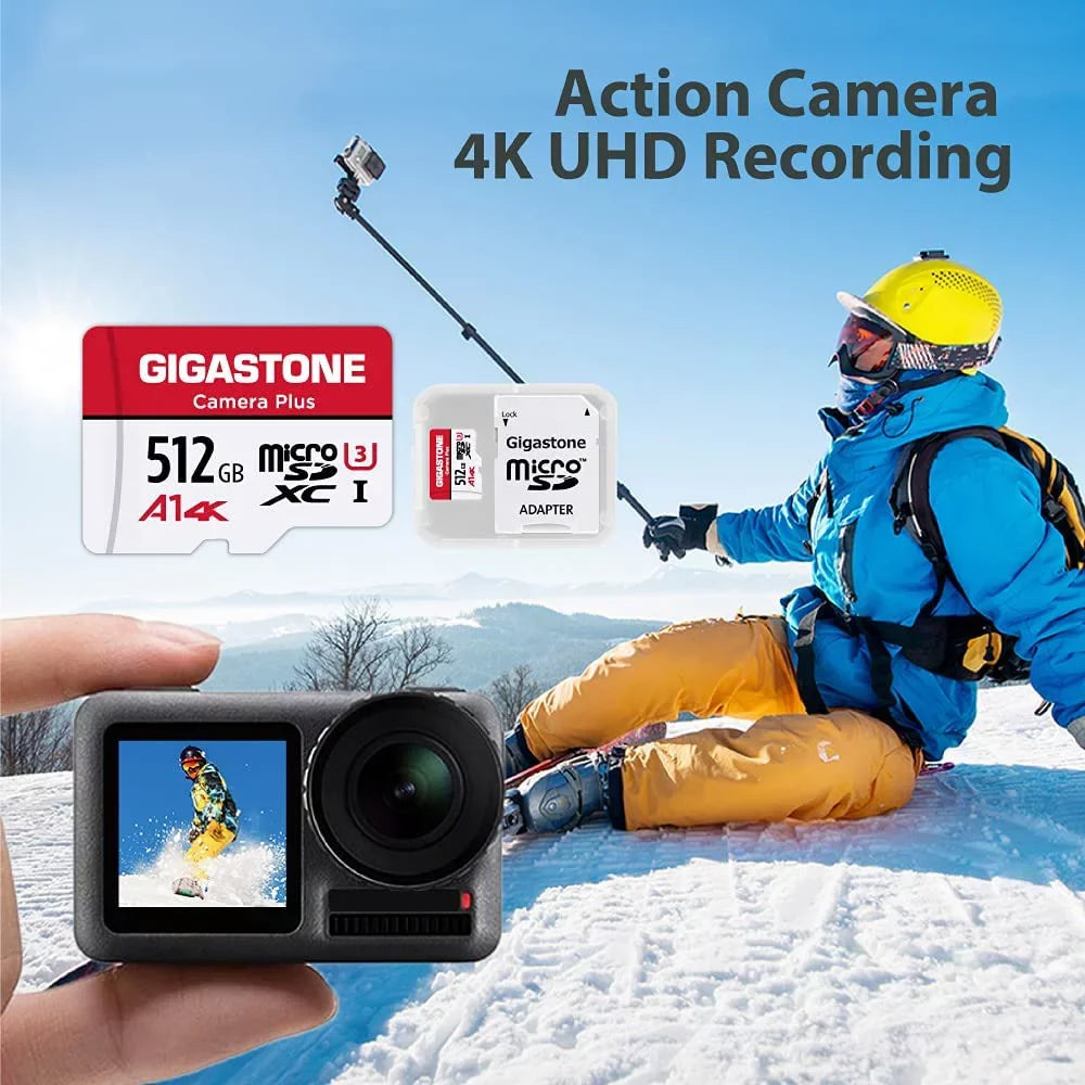 Gigastone 512GB Camera Plus Micro SD memory Card 100MB/s, Full HD Video, U1 Class 10 compatible with Nintendo Switch Dash Cams GoPro Camera    Drone