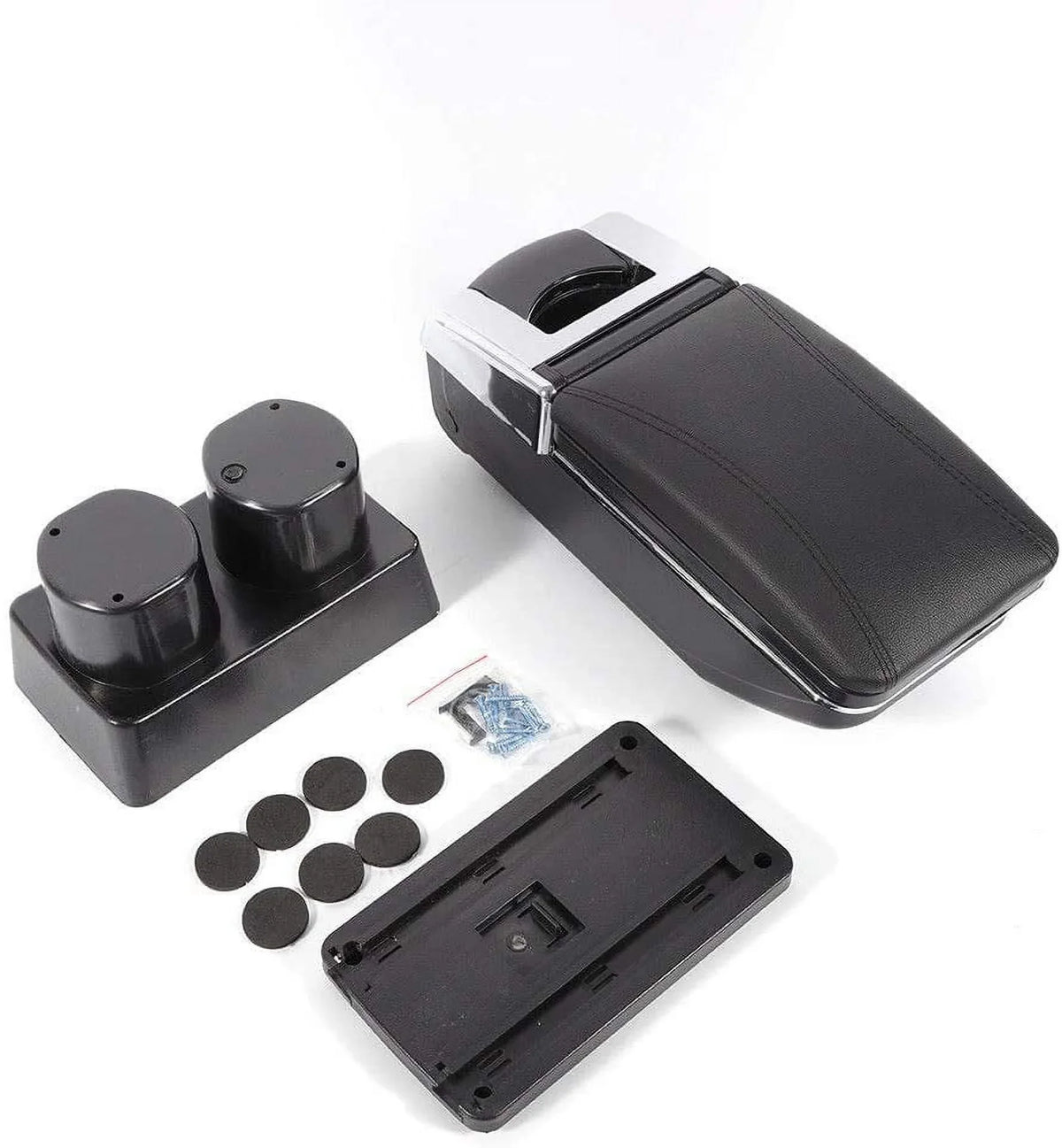 WUZSTAR Automotive Rotatable dark Armrest Console Storage Box Leather Cup Holder Storage Case