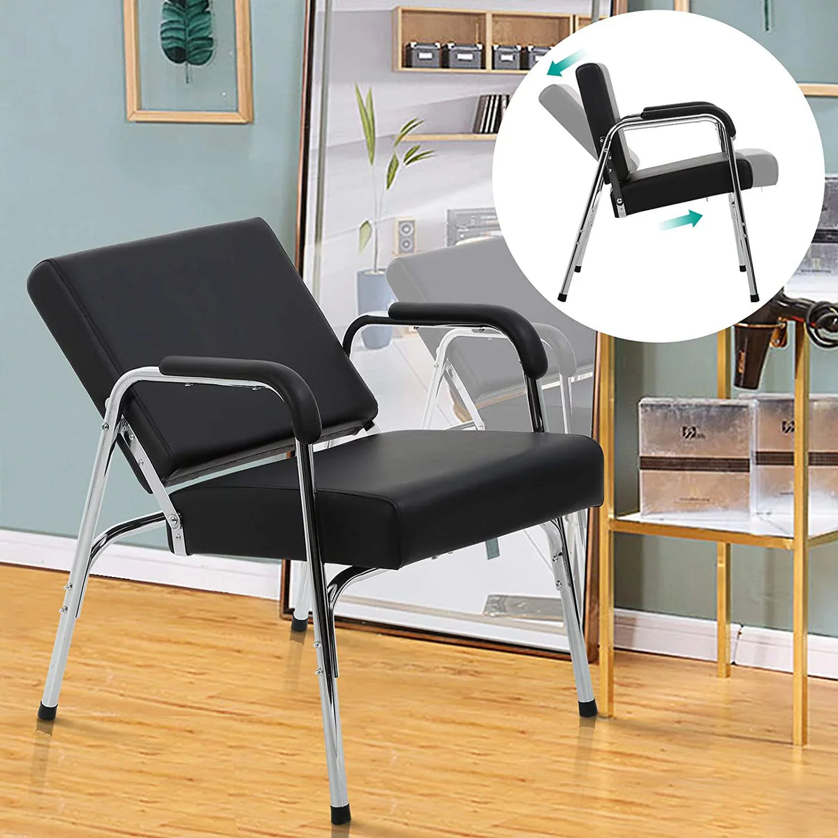 Salon Chair for Hair Stylist Barber Chair Hair Stylist Chair Heavy Duty Modern Fashion Auto Reclining Shampoo Chair Spa Beauty Equipment for Women Men, charcoal