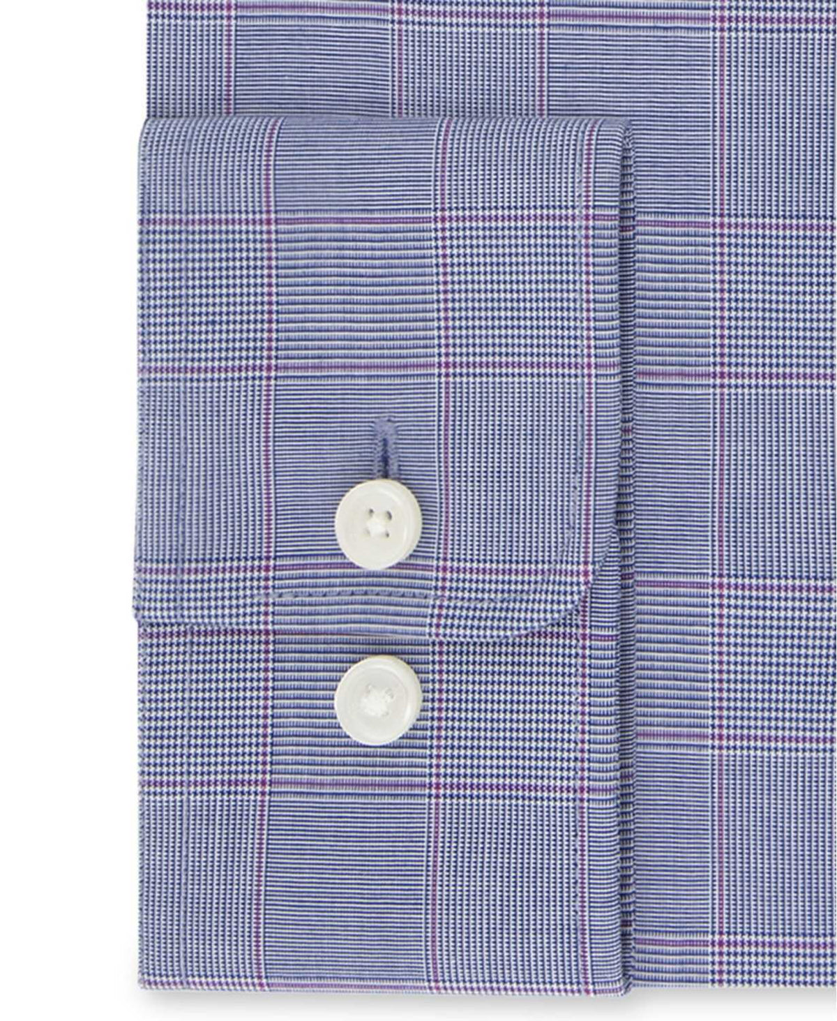 Tommy Hilfiger Men’s Fitted TH Flex Performance Stretch Moisture-Wicking Purple Check Dress Shirt(Purple, 15.5X34-35