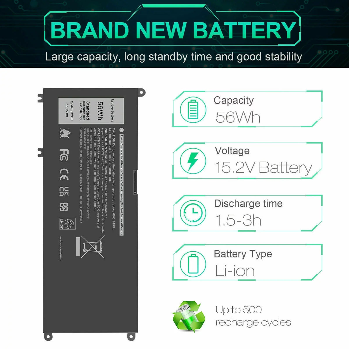 Laptop Battery for  Latitude 13 3000 3380 15 3580 3590 081PF3 P30E 451-BCDM